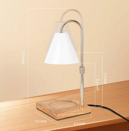 Candle Warmer Lamp With Timer, Dimmable Adjustable Height, Wood Base Electric Top Down Melting Wax Melt Warmer For Jar Candles