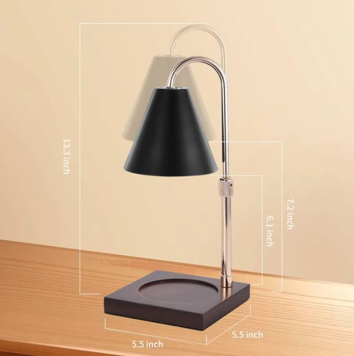 Candle Warmer Lamp With Timer, Dimmable Adjustable Height, Wood Base Electric Top Down Melting Wax Melt Warmer For Jar Candles