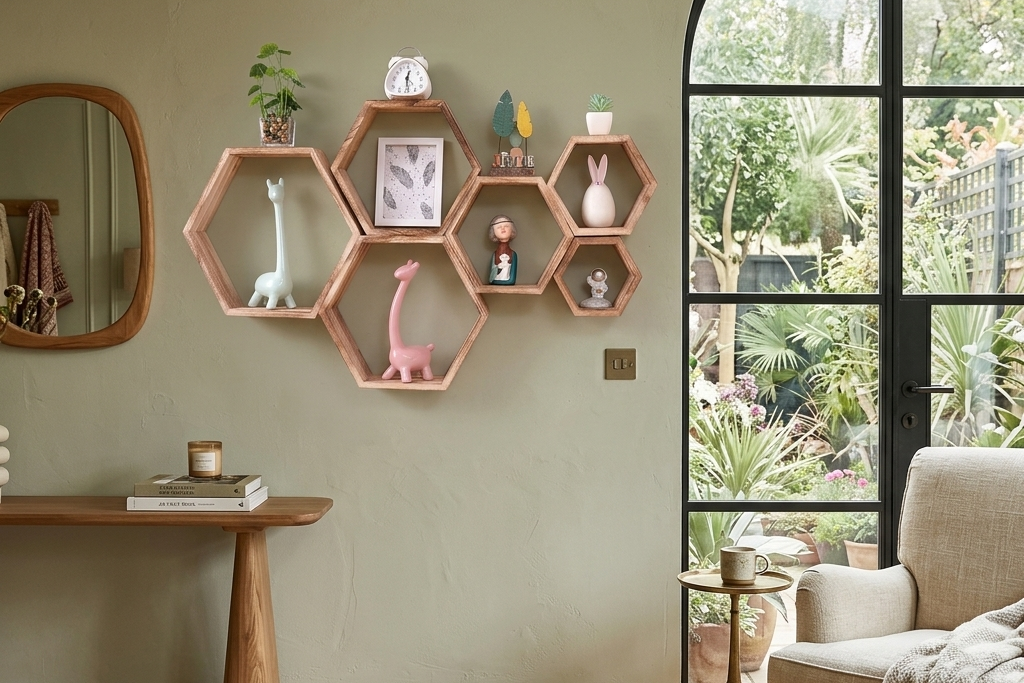 HexaHive Floating Shelves